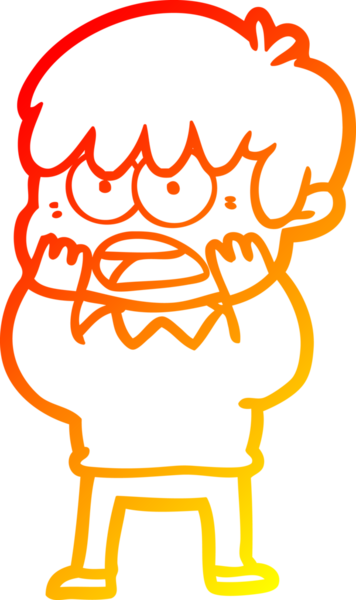 Bir insan tarafından çizilmiş endişeli bir çizgi film çocuğu çizimi.