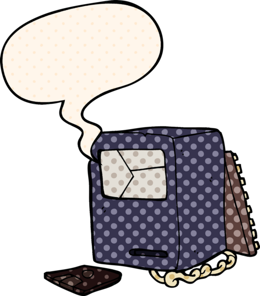 Bir insan tarafından çizilmiş çizgi roman tarzında konuşma balonu olan eski bir çizgi film.