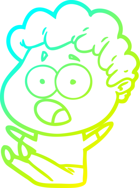 Bir insan tarafından çekilen şaşkınlık içinde soluk soluğa bir çizgi film karakteri çizimi.