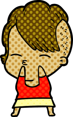 Bir insan tarafından çizilmiş şaşı çizgi film kızı.