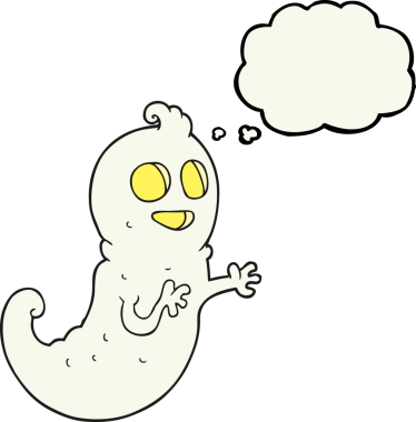 Bir insan tarafından çizilmiş serbest çizim baloncuk çizgi film hayaleti.