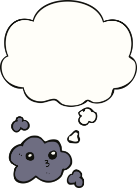 Bir insan tarafından çizilmiş düşünce baloncuklu şirin çizgi film bulutu.