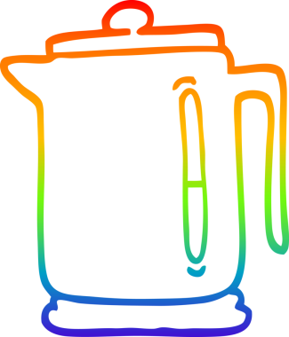 gökkuşağı gradyan çizgi çizimi bir insan tarafından çizilmiş bir çaydanlık