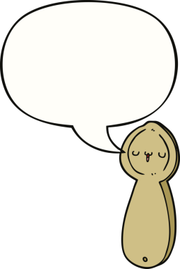 Bir insan tarafından çizilmiş konuşma balonlu kaşık.