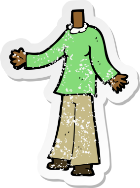 Bir insan tarafından çizilmiş bir karikatür kadın vücudunun gerilimli etiketi.