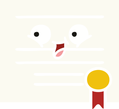 Bir insan tarafından çizilmiş mezuniyet diplomasının düz renkli retro karikatürü