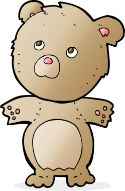 Bir insan tarafından çizilmiş komik oyuncak ayı.