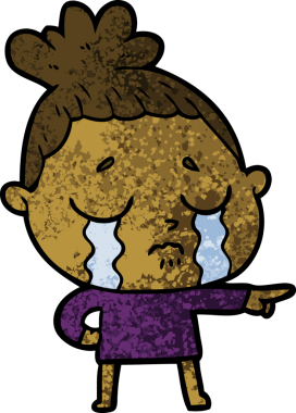 Bir insan tarafından çizilmiş ağlayan kadın çizgi filmi.