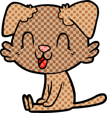 Bir insan tarafından çizilmiş gülen çizgi film köpeği.