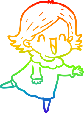 gökkuşağı gradyan çizimi bir insan tarafından çizilmiş mutlu bir kadın çizgi