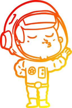 Bir insan tarafından çizilmiş kendinden emin bir astronotun sıcak çizgi çizimi