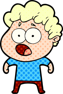 Bir insan tarafından çizilmiş bir karikatür adamı şaşkınlıkla nefes nefese kaldı.