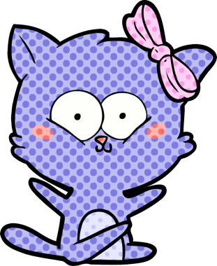 Bir insan tarafından çizilmiş çizgi film kedisi.