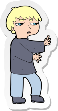 Bir insan tarafından çizilmiş bir karikatür adamın çıkartması.