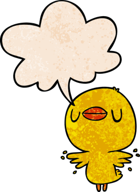 Bir insan tarafından çizilmiş, eski moda konuşma baloncuğu ile kanat çırpan tatlı çizgi film pilici.