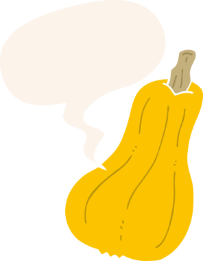 bir insan tarafından çizilmiş, konuşma baloncuklu çizgi film kabağı.