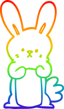 Gökkuşağı gradyan çizgi çizimi Bir insan tarafından çizilmiş tavşan çizgi