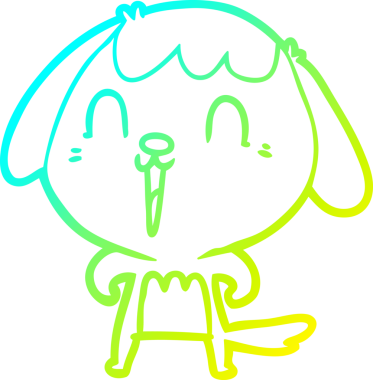 Bir insan tarafından çizilmiş şirin bir çizgi köpeğin soğuk gradyan çizgisi.