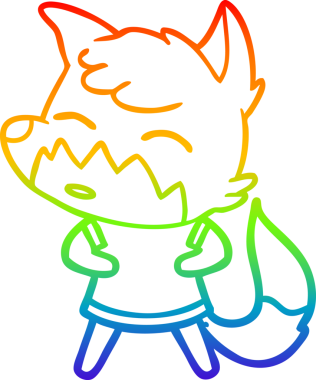 gökkuşağı gradyanı çizimi bir insan tarafından çizilmiş tilki çizgi filmi