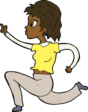 Çizgi filmdeki kadın bir insan tarafından çizildi.