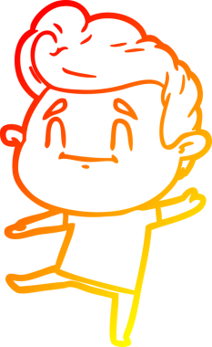 Bir insan tarafından çizilmiş mutlu bir çizgi film karakteri çizimi.