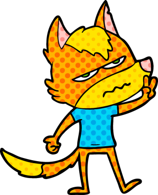 Bir insan tarafından çizilmiş tilki çizgi film karakteri