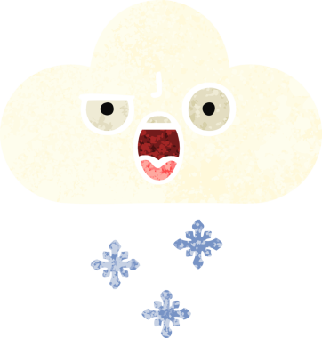 Bir insan tarafından çizilmiş bir kar bulutunun retro çizim tarzı karikatürü