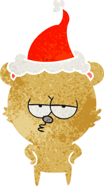 Sıkıcı ayı eli insan tarafından çizilmiş eski bir Noel Baba şapkası çizimi.