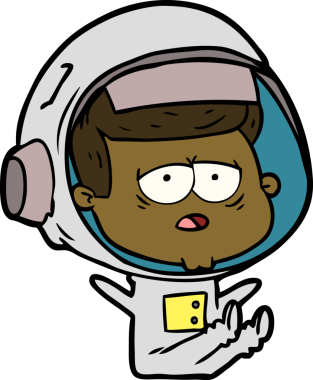 Bir insan tarafından çizilmiş yorgun astronot çizgi filmi.