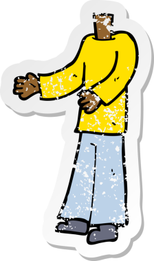 Bir insan tarafından çizilmiş bir karikatürün gerilimli çıkartması.