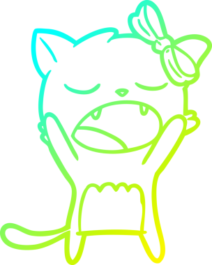 Bir insan tarafından miyavlanan çizgi film kedisinin soğuk gradyan çizimi