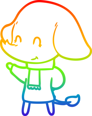 Gökkuşağı gradyan çizgisi bir insan tarafından çizilmiş şirin bir fil çizimi