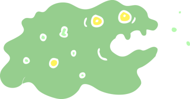 Bir insan tarafından çizilmiş düz renkli karikatür mikrobu