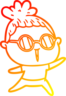 Bir insan tarafından çizilmiş gözlüklü bir karikatür kadın çizimi.