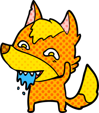 Bir insan tarafından çizilmiş tilki çizgi film karakteri