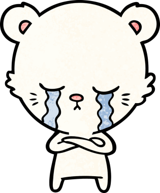 Bir insan tarafından çizilmiş üzgün küçük kutup ayısı çizgi filmi.