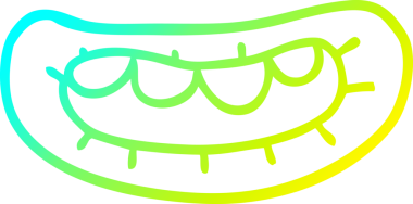 Bir insan tarafından çizilmiş karikatür ağzının soğuk gradyan çizgisi.