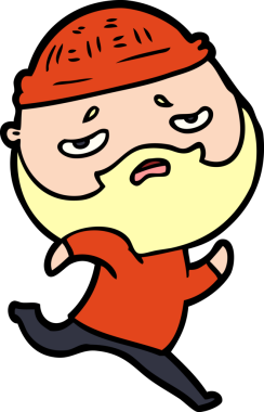 Bir insan tarafından çizilmiş sakallı endişeli bir adam.