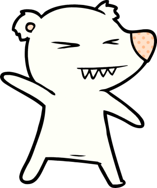 Bir insan tarafından çizilmiş kızgın kutup ayısı çizgi filmi.