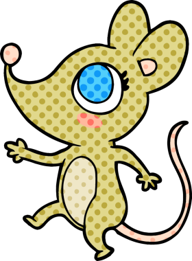 Bir insan tarafından çizilmiş şirin çizgi roman faresi.