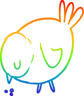 Gökkuşağı gradyan çizgi çizimi bir insan tarafından çizilmiş gagalama kuşu