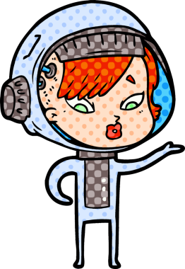 Bir insan tarafından çizilmiş astronot kadın.