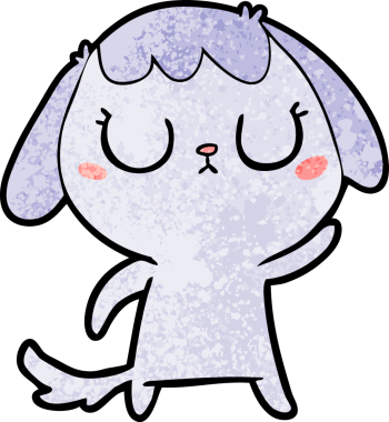 Bir insan tarafından çizilmiş şirin bir çizgi film köpeği.