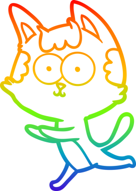 gökkuşağı gradyan çizimi mutlu çizgi film kedisi bir insan tarafından çizildi