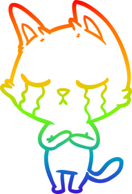 Bir insan tarafından çizilmiş ağlayan çizgi film kedisinin çizimi.