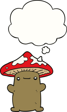 Bir insan tarafından çizilmiş düşünce baloncuklu mantar.