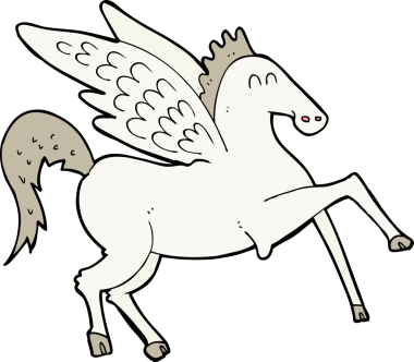 bir insan tarafından çizilmiş karikatür pegasus.