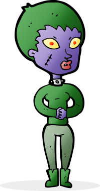 Bir insan tarafından çizilmiş zombi kız.