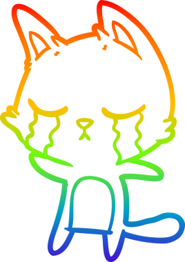 Bir insan tarafından çizilmiş ağlayan çizgi film kedisinin çizimi.