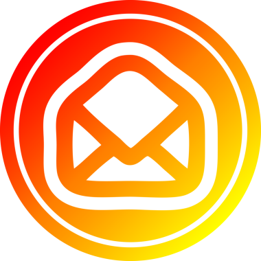 Bir insan tarafından çizilen sıcak gradyan bitiş ile zarf harfi dairesel simgesi